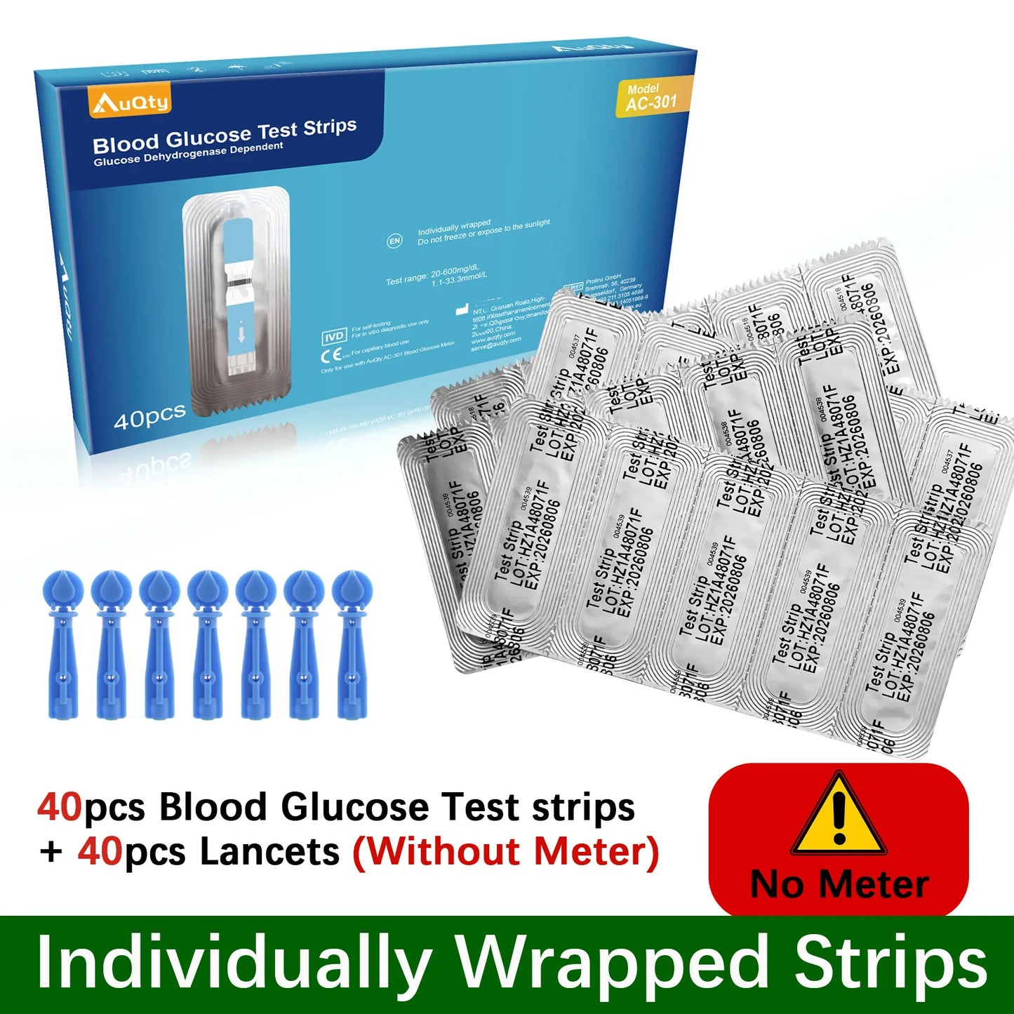 Blood Glucose Meter Kit Test Strips Diabetes Monitor Fast