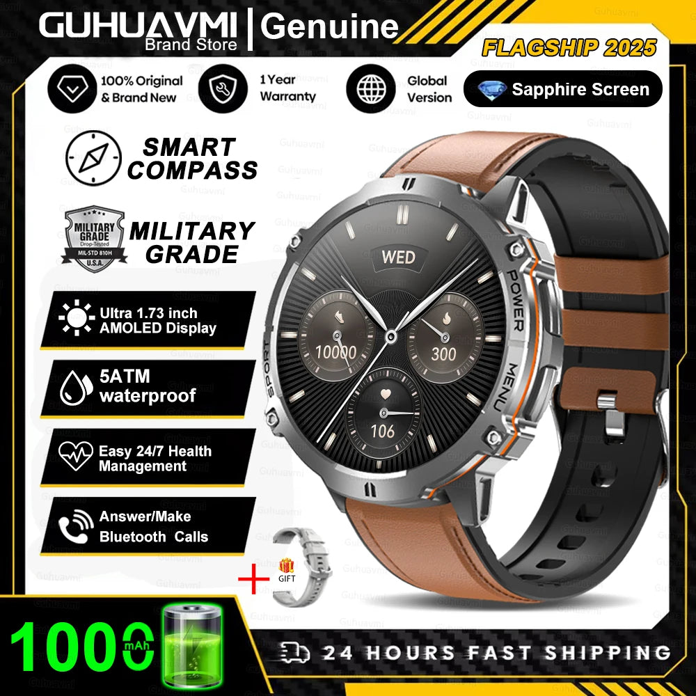 Military Smart Watch 1000mAh GPS AMOLED 10ATM Waterproof Call