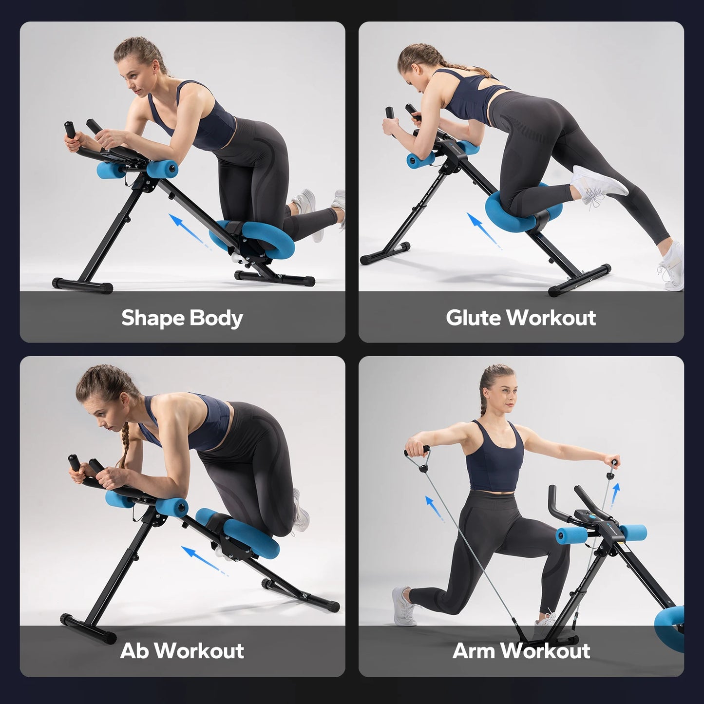 Adjustable Ab Machine Foldable Core Trainer Knee Protection Fitness