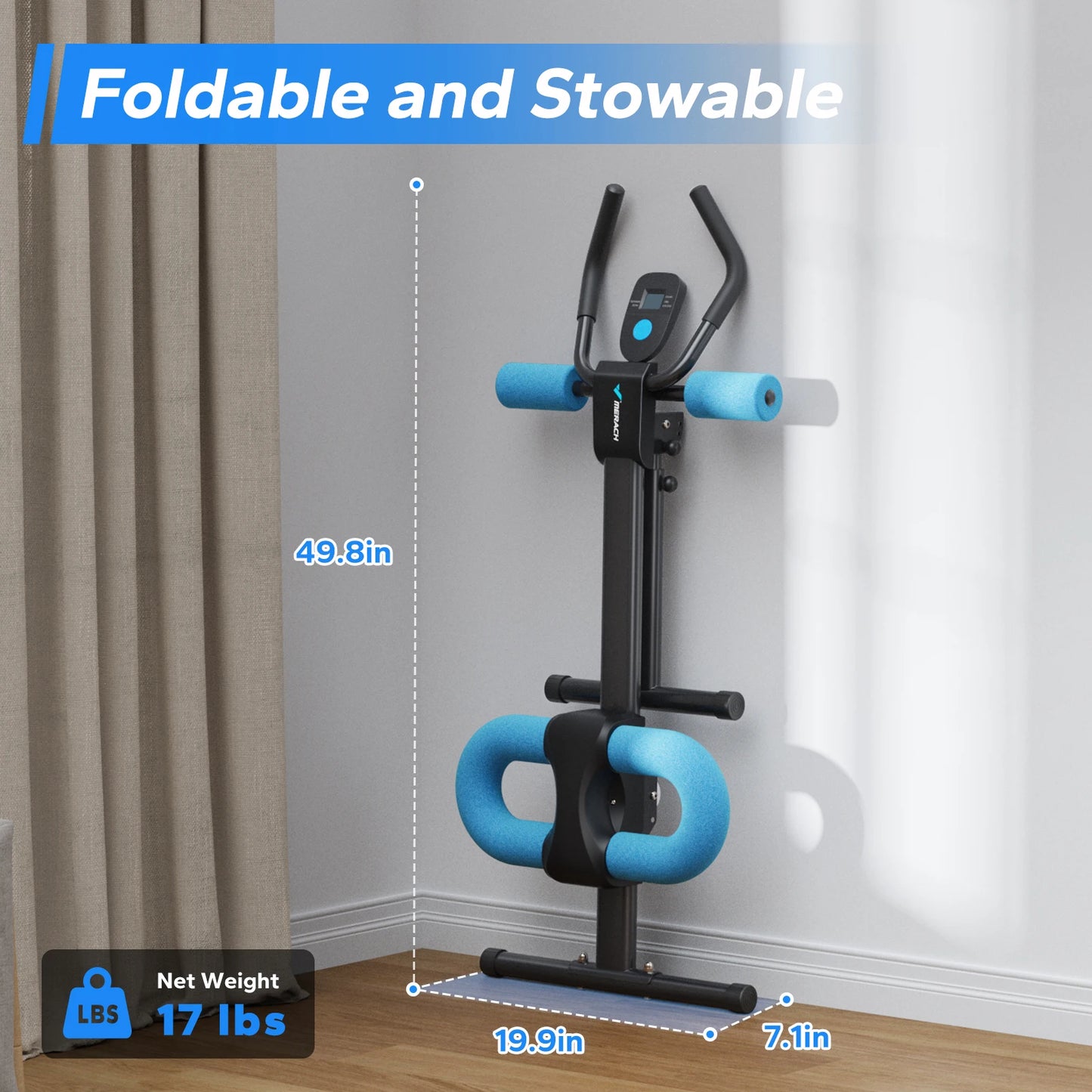 Adjustable Ab Machine Foldable Core Trainer Knee Protection Fitness