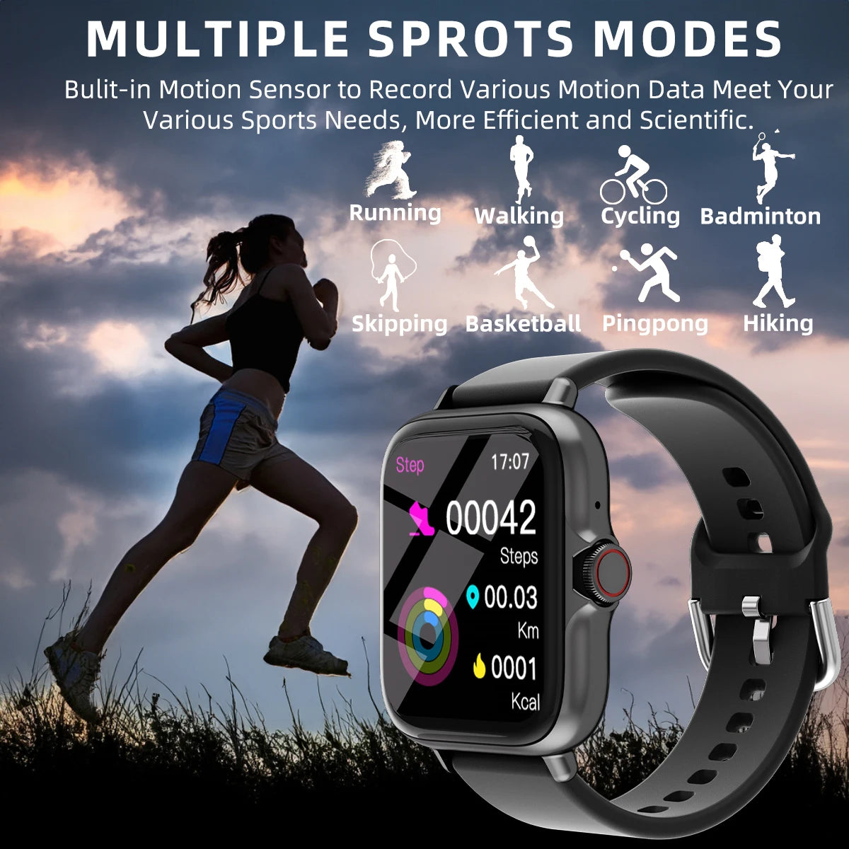 1.83 Inch Waterproof Smart Watch Call Sleep Monitor Fitness