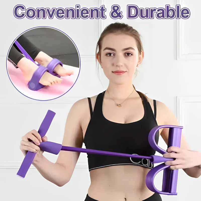 Four Tube Pedal Tensioner Fitness Elastic Band Abdominal Trainer