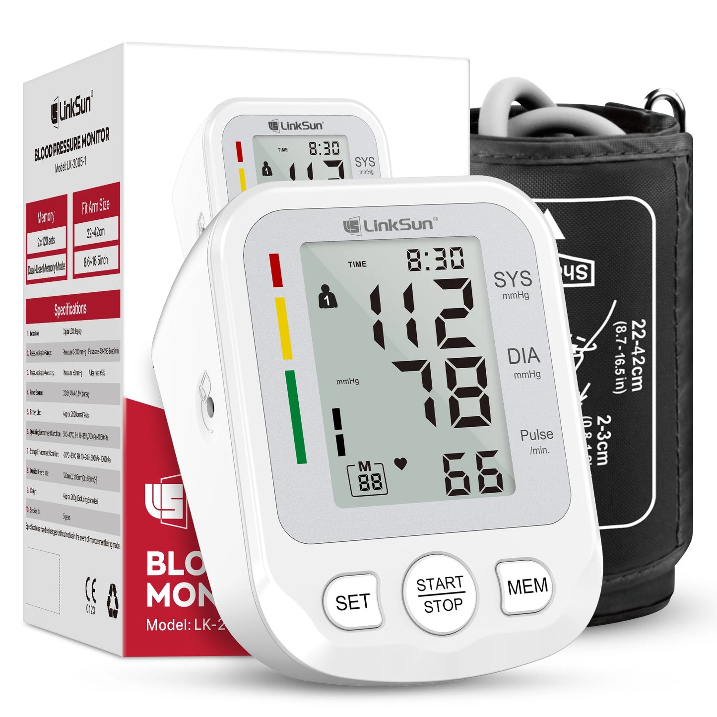 Digital Blood Pressure Monitor Upper Arm Tensiometer Heart Rate