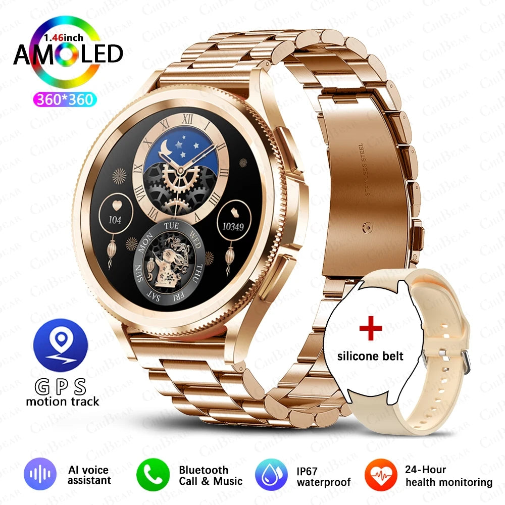 2025 Smart Watch Mens Outdoor Sports AMOLED Waterproof Fitness