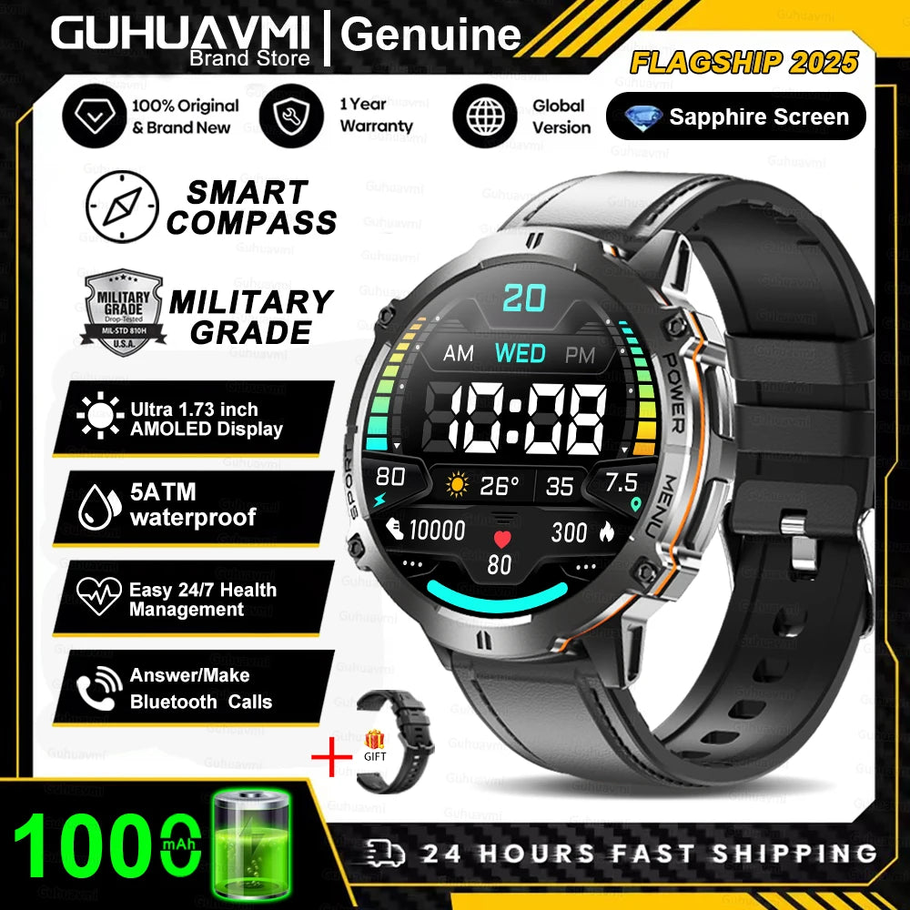 Military Smart Watch 1000mAh GPS AMOLED 10ATM Waterproof Call