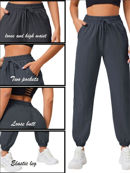 Women's Loose Running Fitness Pants Side Pockets Yoga Joggers