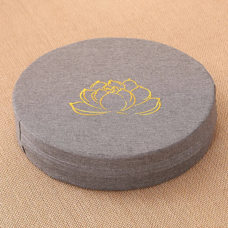 Yoga Meditation Linen Cushion Lotus Texture Backrest Pillow Tatami