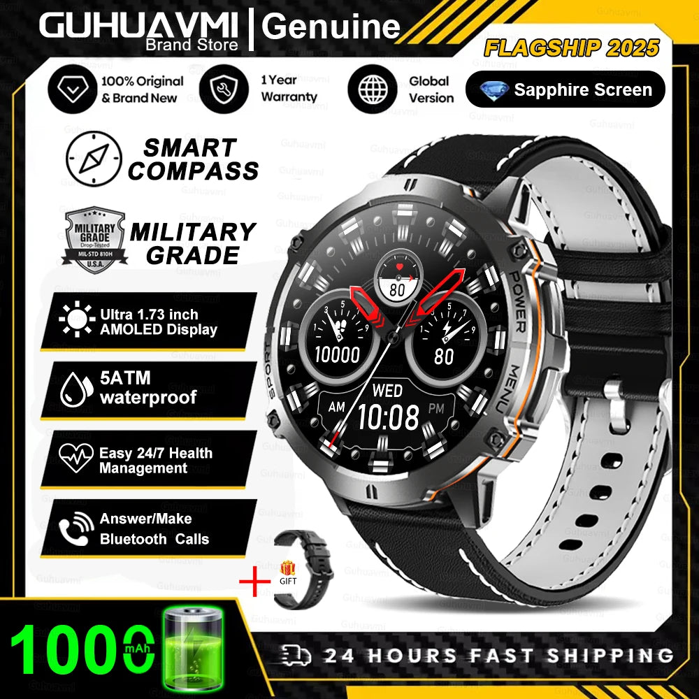 Military Smart Watch 1000mAh GPS AMOLED 10ATM Waterproof Call