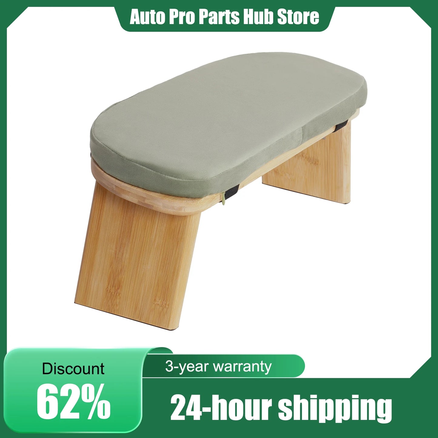 Foldable Bamboo Meditation Bench Kneeling Chair Velvet Pad Yoga