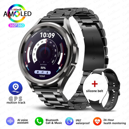 2025 Smart Watch Mens Outdoor Sports AMOLED Waterproof Fitness