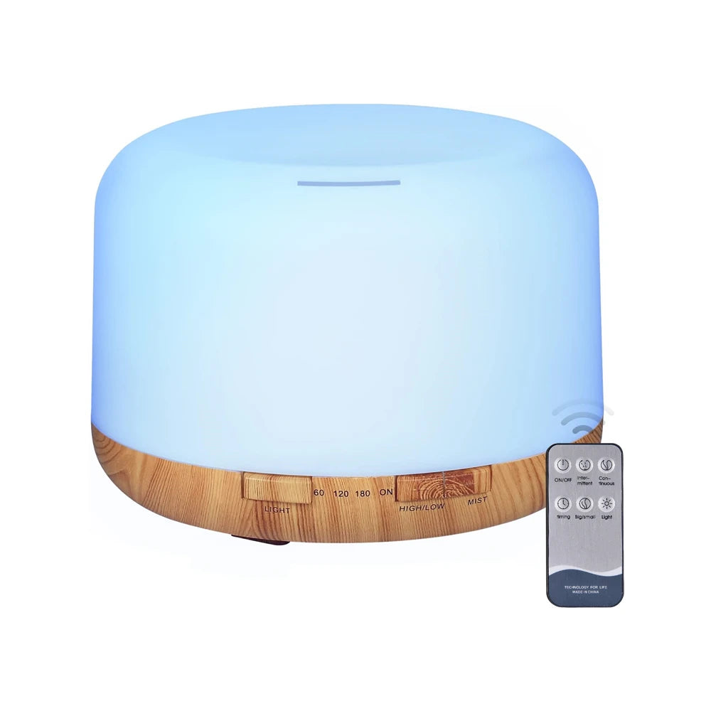 500ML USB Wood Grain Aroma Diffuser Humidifier with Remote