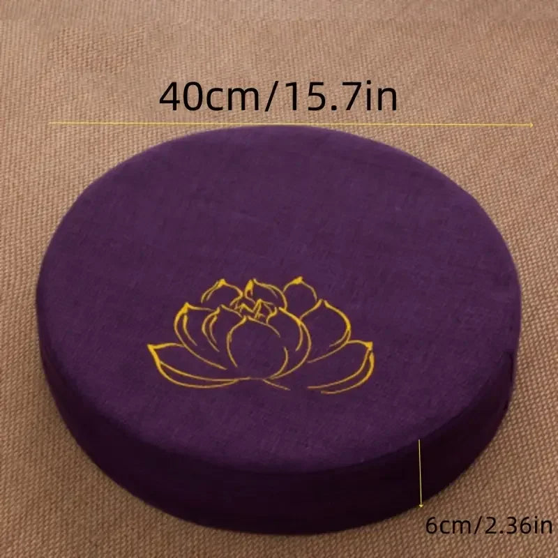 Yoga Meditation Linen Cushion Lotus Texture Backrest Pillow Tatami