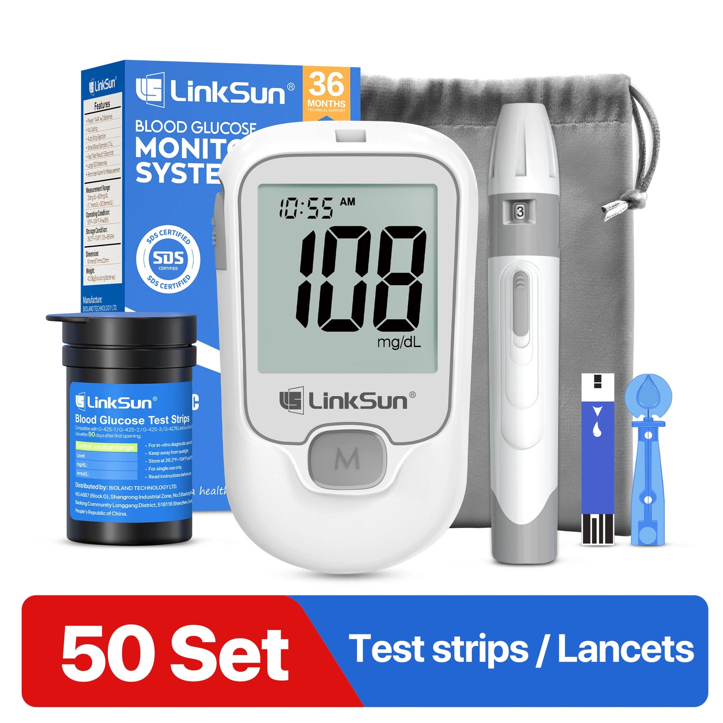 Blood Glucose Meter Kit Test Strips Lancets Diabetes