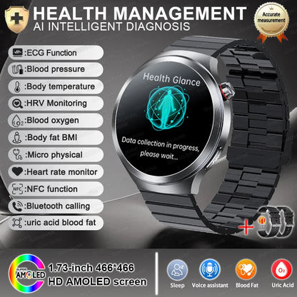 Smart Watch Sapphire Glass Health Tracker ECG Blood Pressure