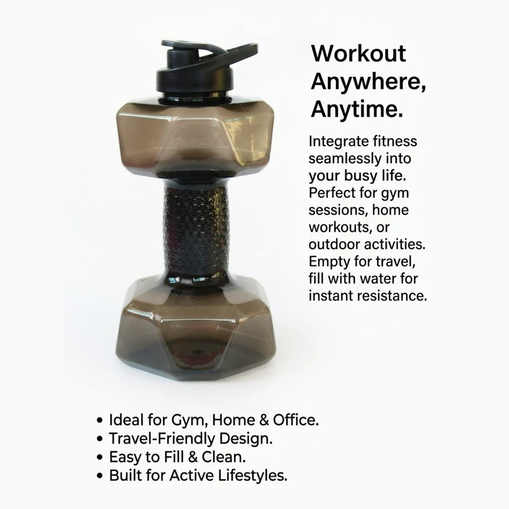 Dumbbell Shaped Water Bottle Fitness Cycling Outdoor Drinking Kettle