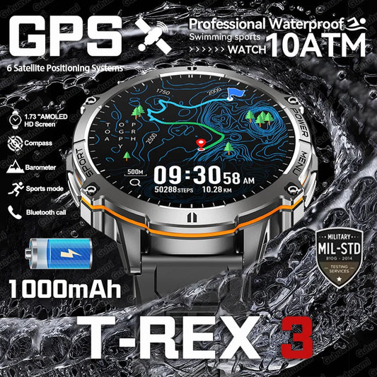 Military Smart Watch 1000mAh GPS AMOLED 10ATM Waterproof Call