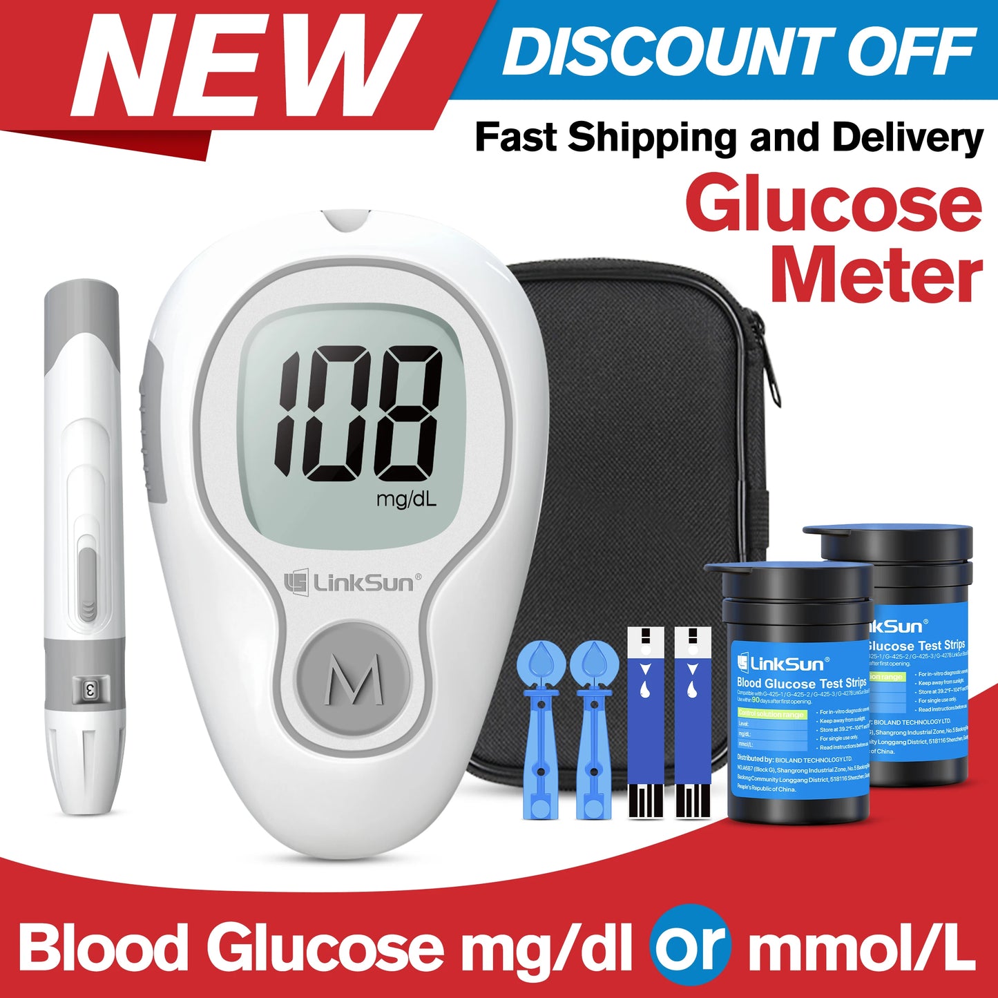 Blood Glucose Monitor Diabetes Testing Machine Meter Fast Results