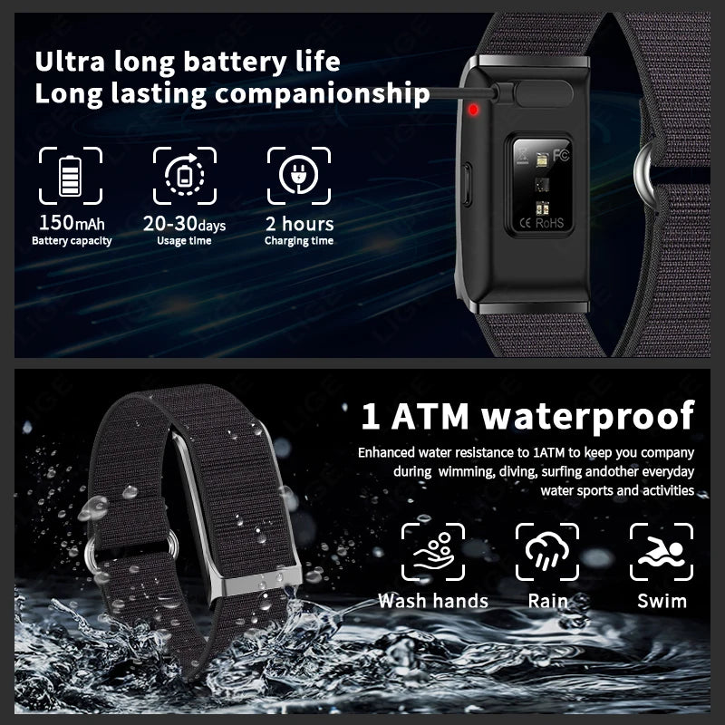 Smart Watch Fitness Bracelet Heart Rate Blood Pressure Waterproof