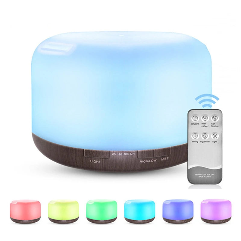 500ML USB Wood Grain Aroma Diffuser Humidifier with Remote
