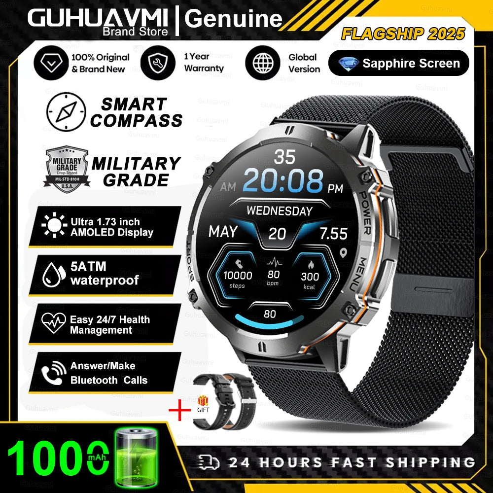Military Smart Watch 1000mAh GPS AMOLED 10ATM Waterproof Call