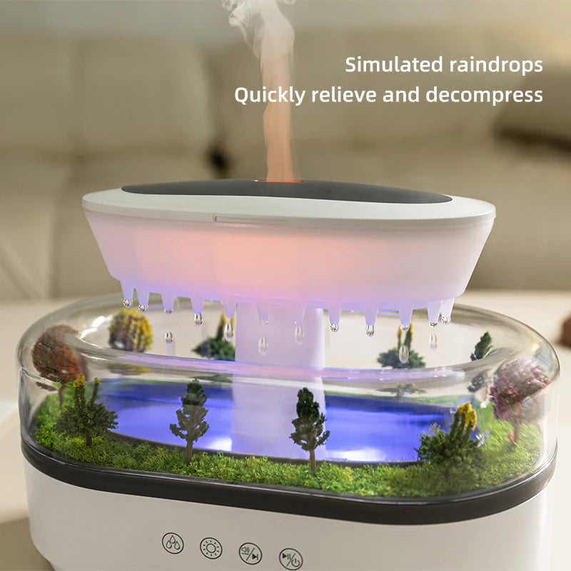 Aroma Humidifier Raindrop Ultrasonic Diffuser Colorful Light White Noise