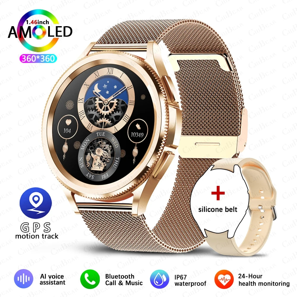 2025 Smart Watch Mens Outdoor Sports AMOLED Waterproof Fitness