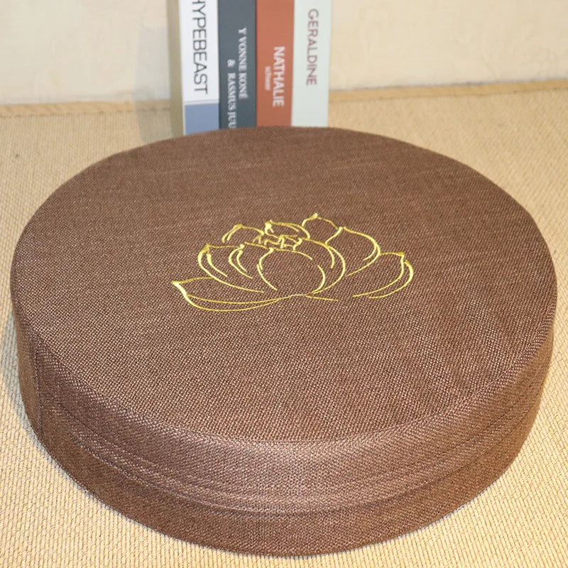Yoga Meditation Linen Cushion Lotus Texture Backrest Pillow Tatami