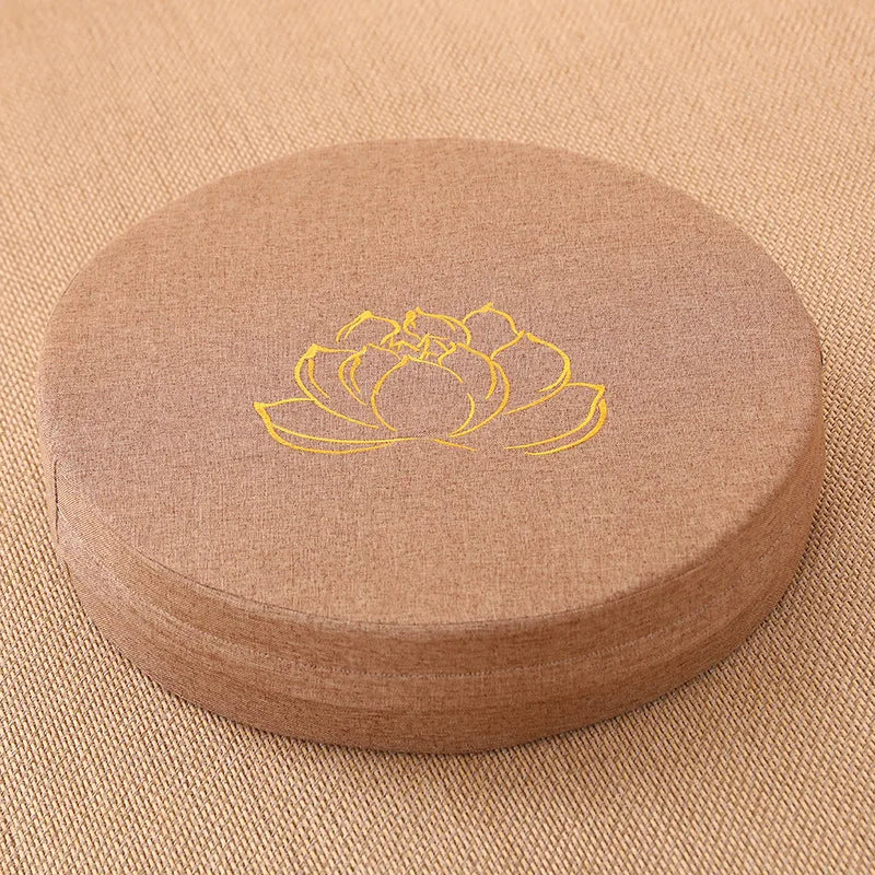 Yoga Meditation Linen Cushion Lotus Texture Backrest Pillow Tatami