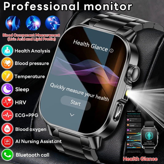 Smart Watch Uric Acid Lipid Analysis ECG Bluetooth Call