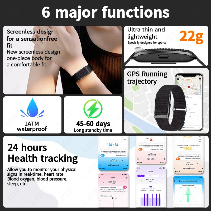 Smart Watch Fitness Bracelet Heart Rate Blood Pressure Waterproof
