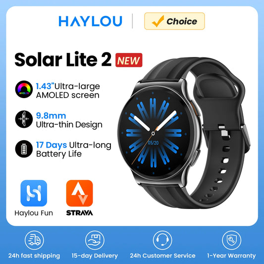 Solar Lite 2 Smartwatch AMOLED Display Health Sports Modes