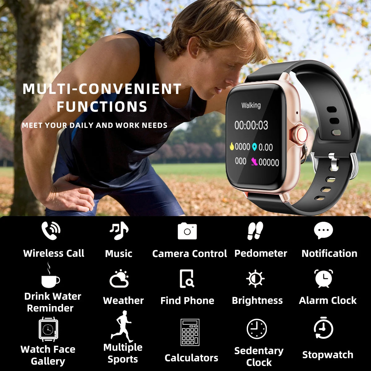 1.83 Inch Waterproof Smart Watch Call Sleep Monitor Fitness