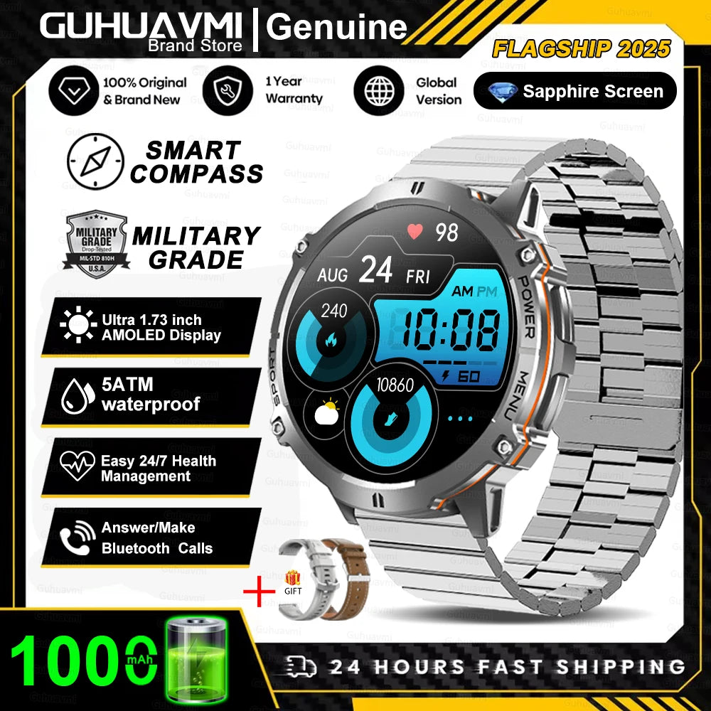 Military Smart Watch 1000mAh GPS AMOLED 10ATM Waterproof Call