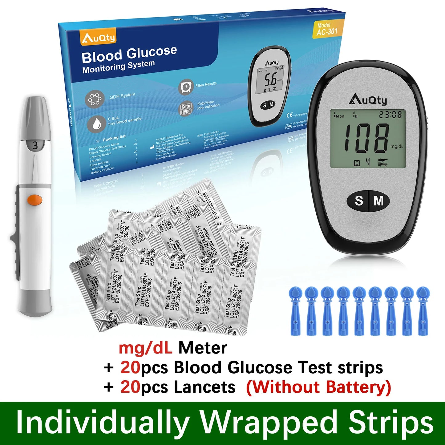 Blood Glucose Meter Kit Test Strips Diabetes Monitor Fast