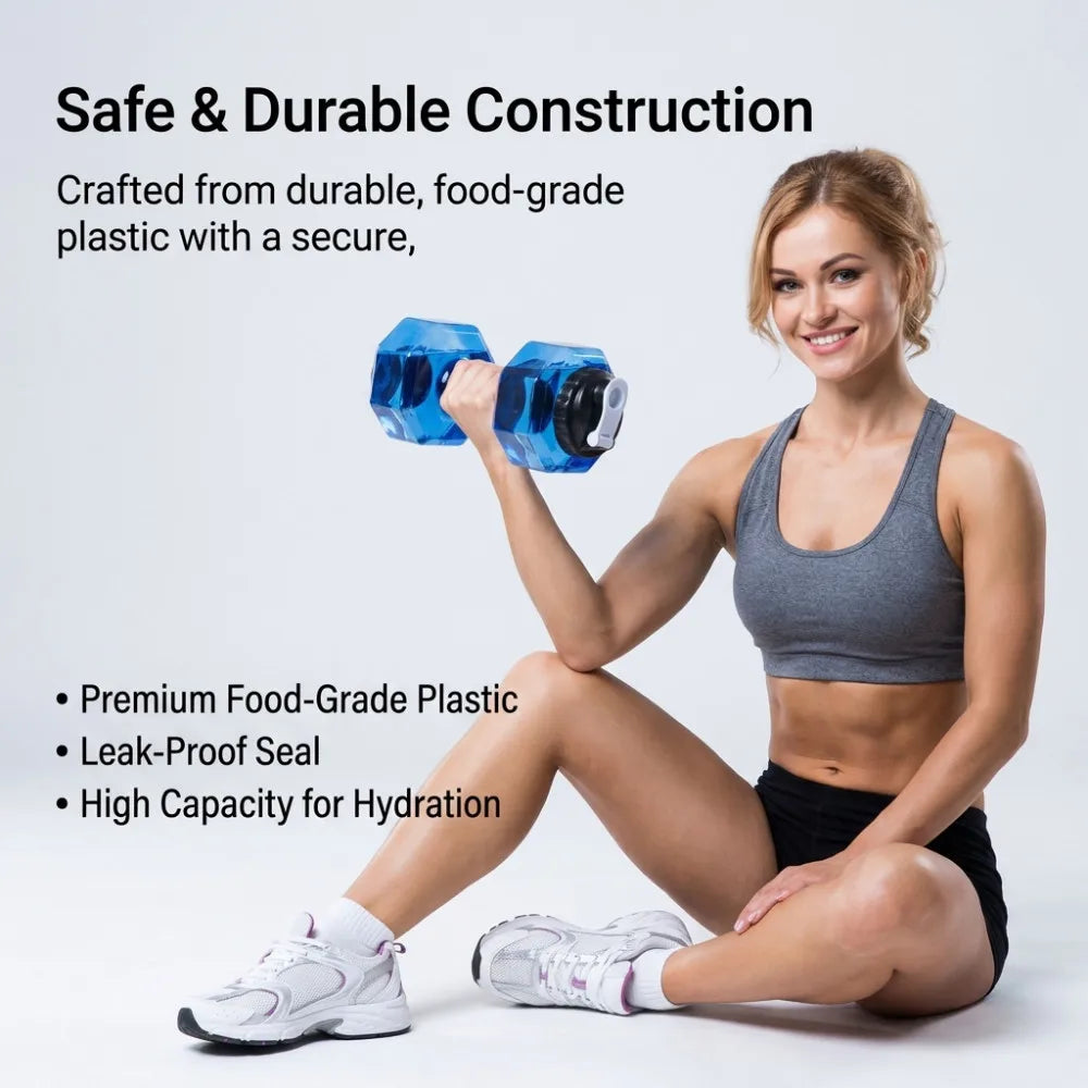 Dumbbell Shaped Water Bottle Fitness Cycling Outdoor Drinking Kettle