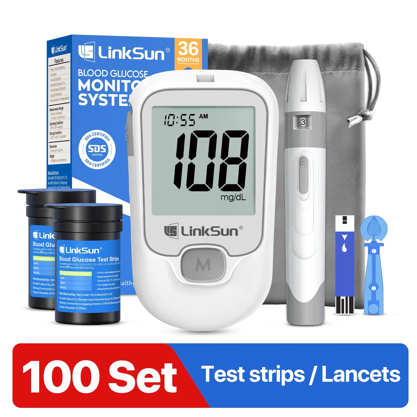 Blood Glucose Meter Kit Test Strips Lancets Diabetes