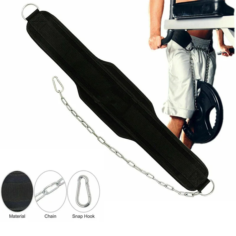 Weight Lifting Dip Belt Neoprene Chain Pull Up Strength