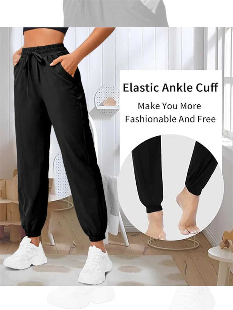 Women's Loose Running Fitness Pants Side Pockets Yoga Joggers