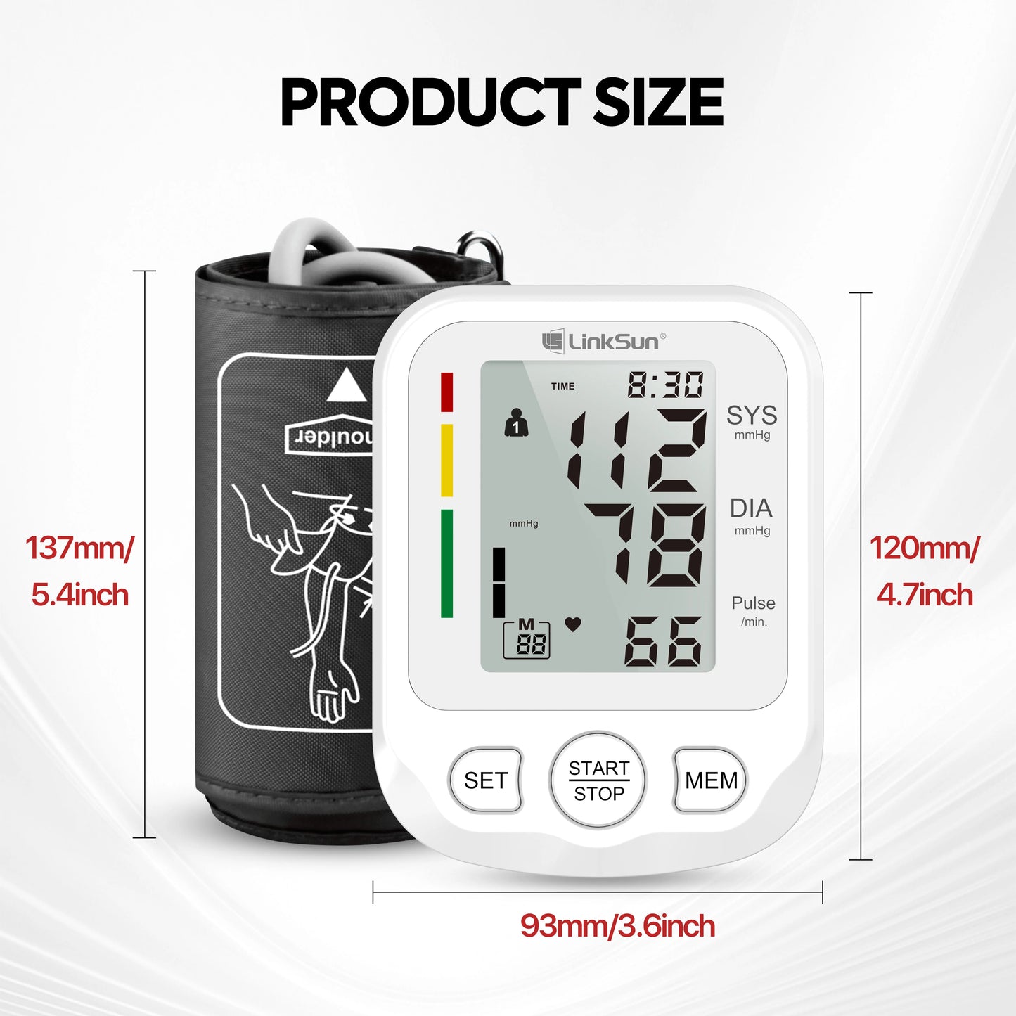 Digital Blood Pressure Monitor Upper Arm Tensiometer Heart Rate