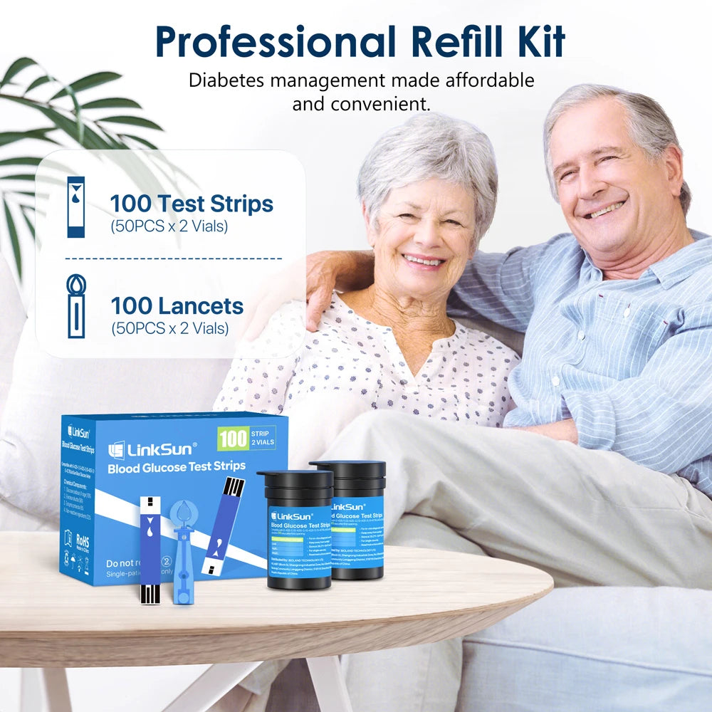 Blood Glucose Meter Kit Test Strips Lancets Diabetes