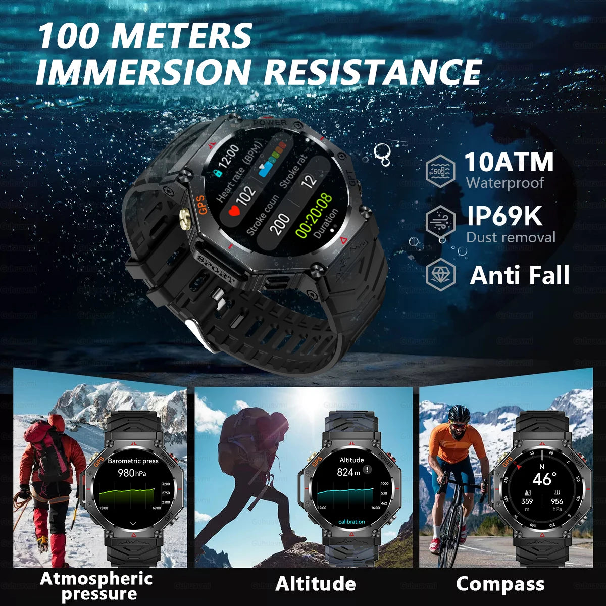 Military Smart Watch T Rex 3 GPS AMOLED Waterproof Bluetooth