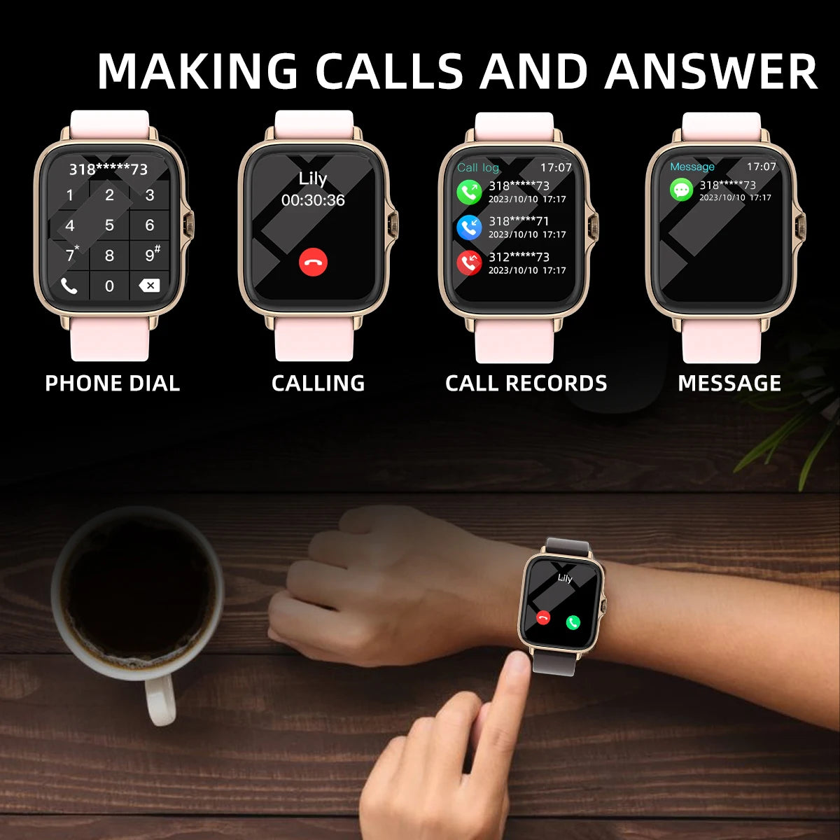 1.83 Inch Waterproof Smart Watch Call Sleep Monitor Fitness