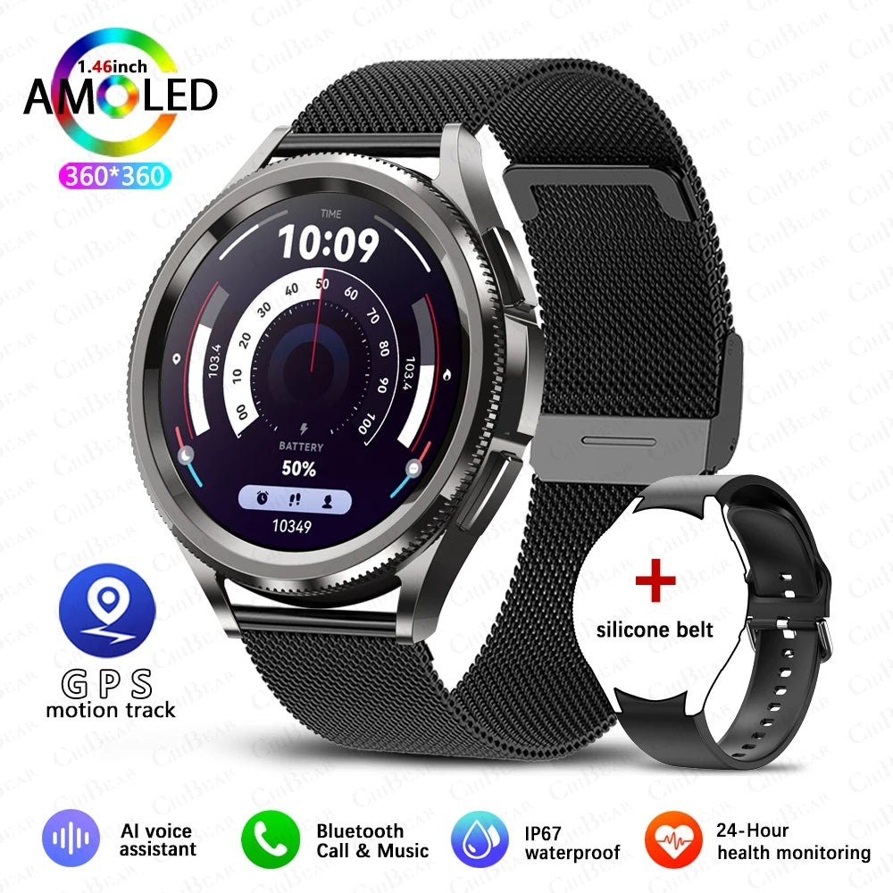 2025 Smart Watch Mens Outdoor Sports AMOLED Waterproof Fitness