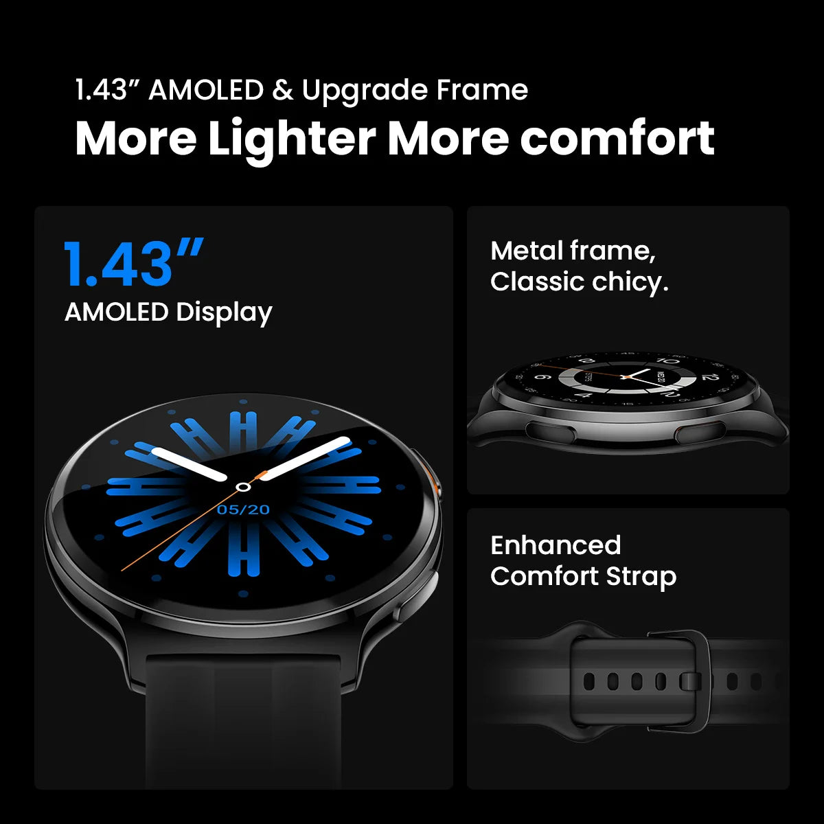 Solar Lite 2 Smartwatch AMOLED Display Health Sports Modes