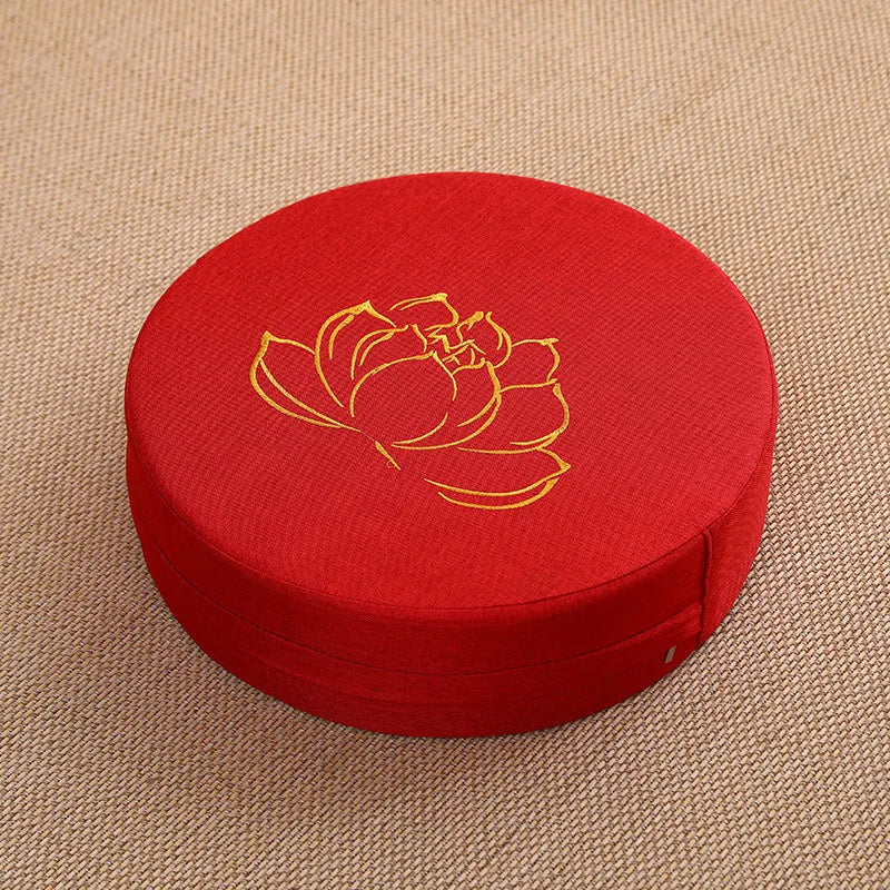 Yoga Meditation Linen Cushion Lotus Texture Backrest Pillow Tatami