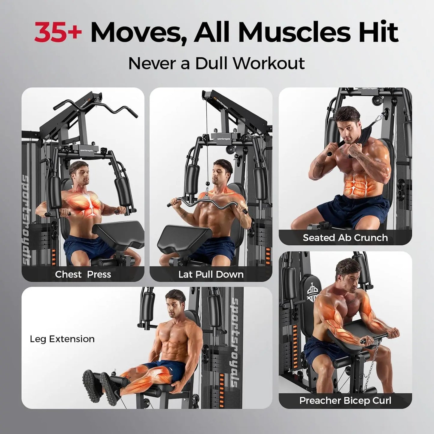 Home Gym Equipment 150LBS Weight Stack Full Body Machine