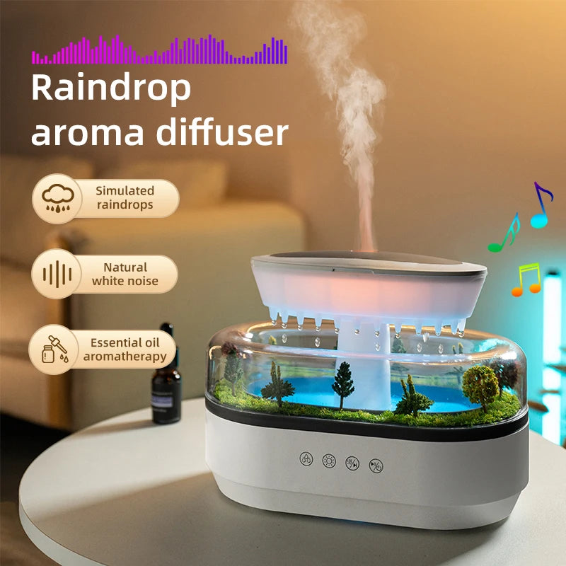 Aroma Humidifier Raindrop Ultrasonic Diffuser Colorful Light White Noise