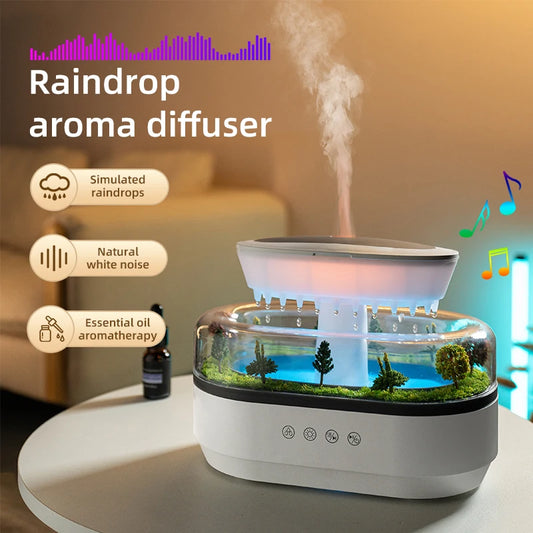 Aroma Humidifier Raindrop Ultrasonic Diffuser Colorful Light White Noise