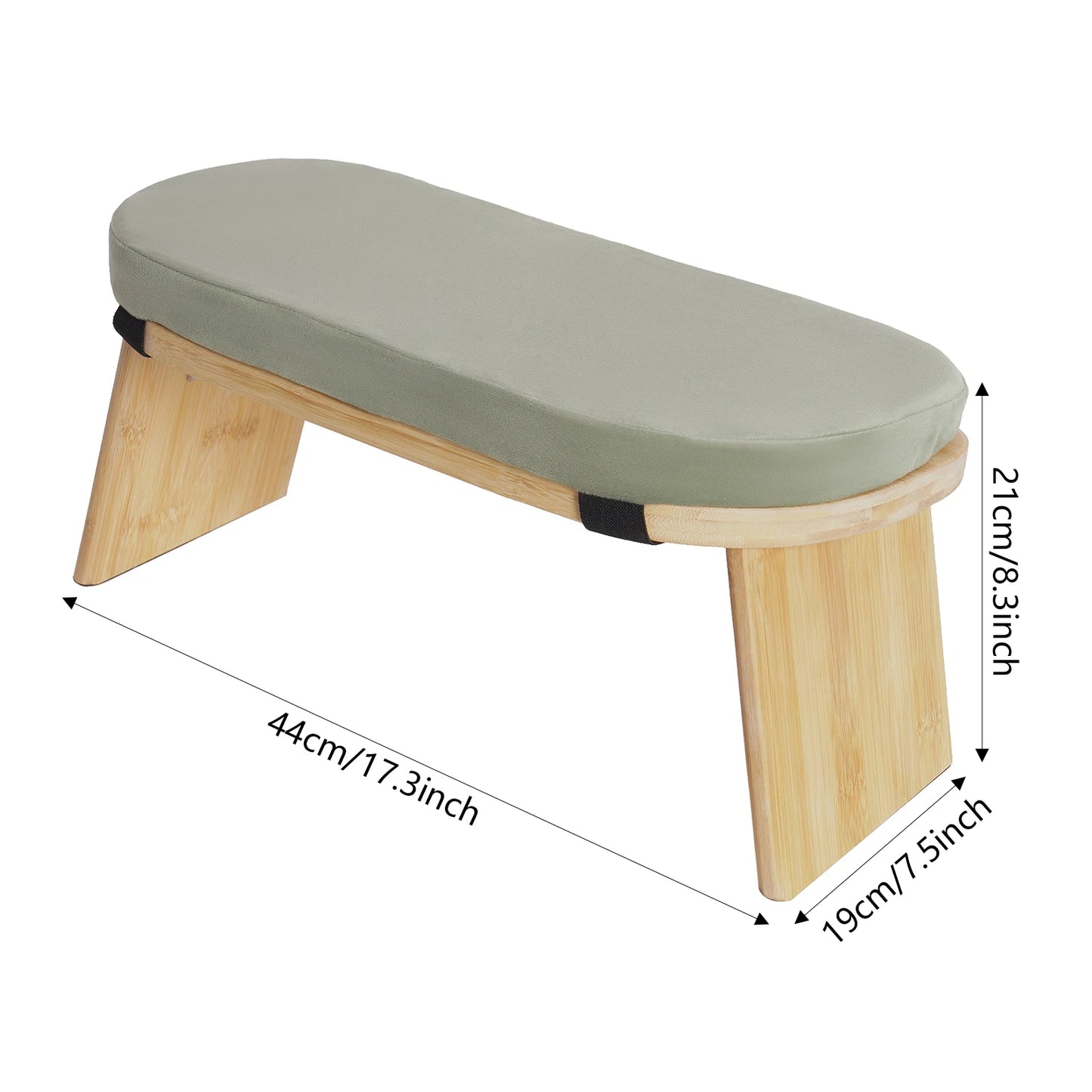 Foldable Bamboo Meditation Bench Kneeling Chair Velvet Pad Yoga