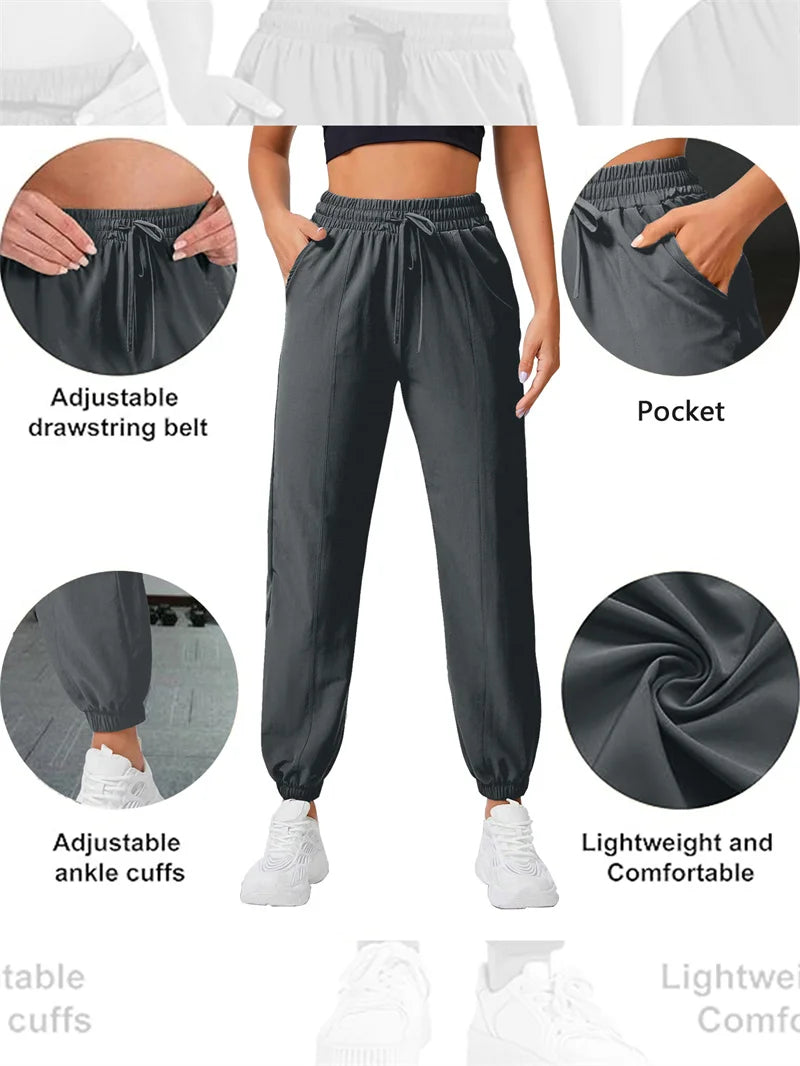 Women's Loose Running Fitness Pants Side Pockets Yoga Joggers
